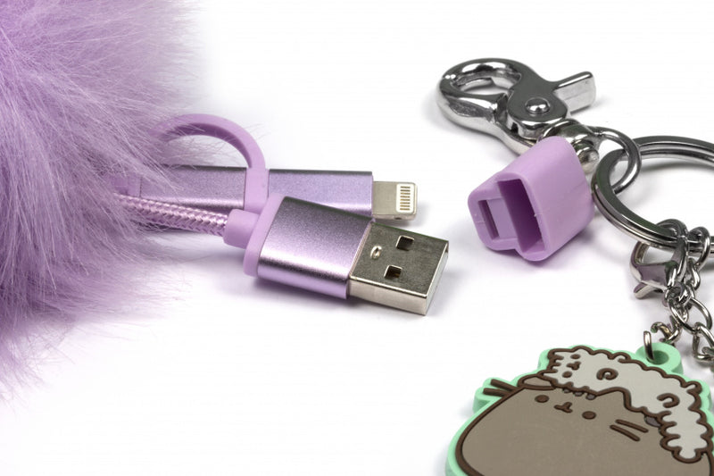 Pusheen 3-in-1 USB-oplaadkabel PomPom paars