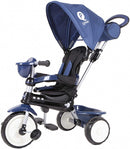 driewieler Comfort 4-in-1 junior staal blauw/zwart