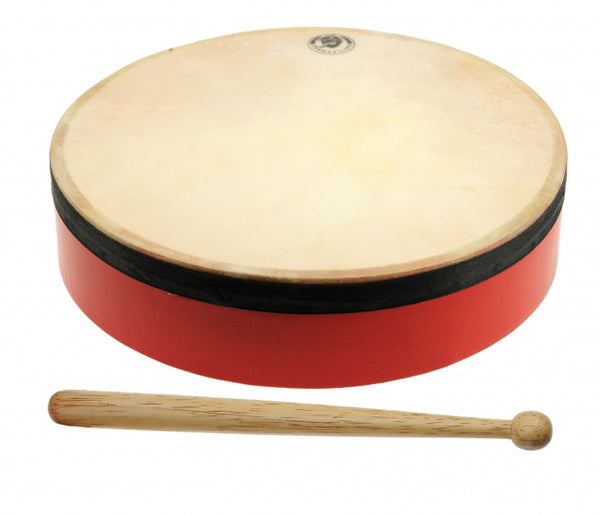 handtrommel junior 20,5 cm hout rood 2-delig