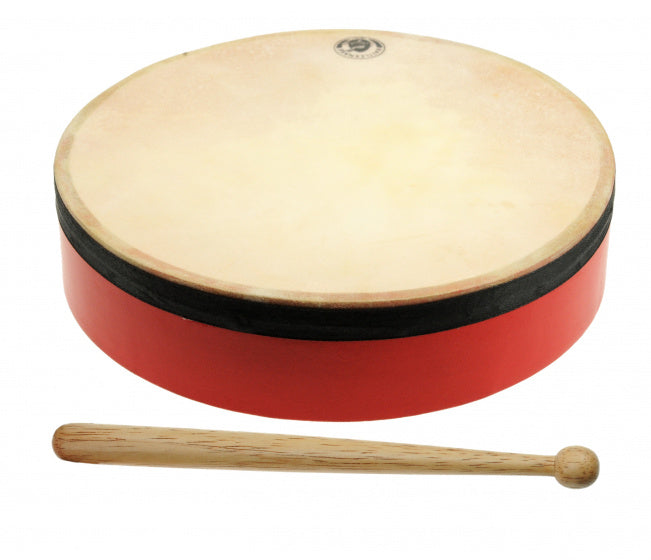 handtrommel junior 20,5 cm hout rood 2-delig