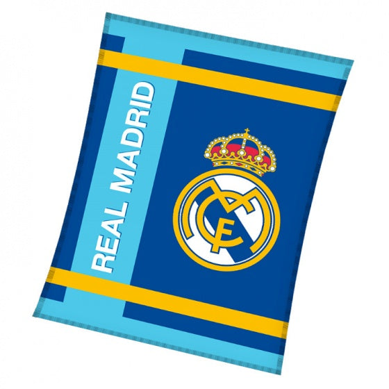 fleecedeken 130 x 160 cm blauw/wit Real Madrid