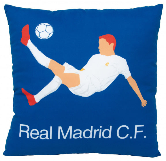 kussen junior 40 x 40 cm microvezel wit/blauw