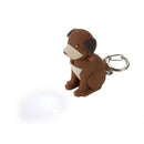 sleutelhanger met licht en geluid hondje 6 cm bruin/zwart