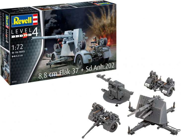 modelbouwset Flak 37 Sd.Anh.202 8,4 cm grijs 196-delig