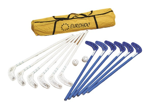 hockeyset Eurohoc Club 90 cm blauw/wit 17-delig