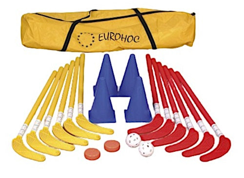 hockeyset junior 75 cm rood/geel/blauw 20-delig