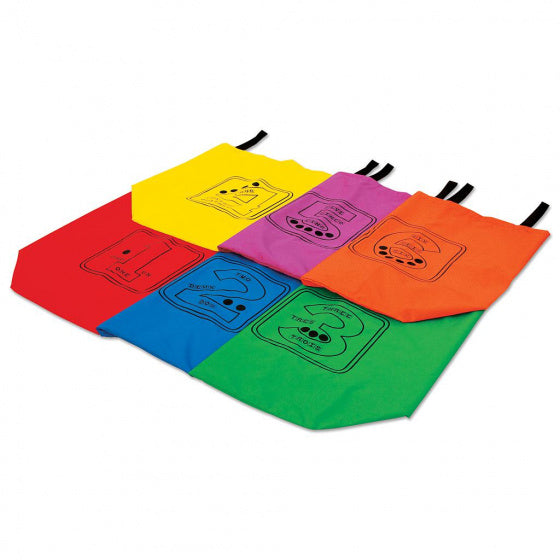 zakloopzakken genummerd 28 x 28 cm junior nylon 6 stuks