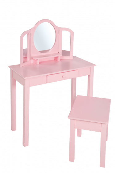 kaptafel met kruk meisjes 106 cm hout roze