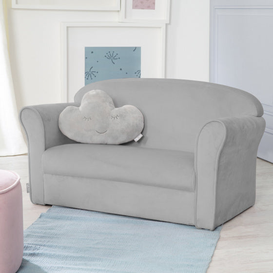 kinderbank Lil Sofa junior 38 x 78 x 43 cm fluweel grijs
