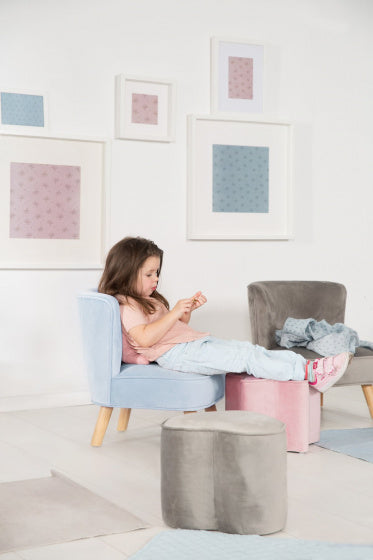 kinderstoel Lil Sofa junior 50 cm fluweel blauw