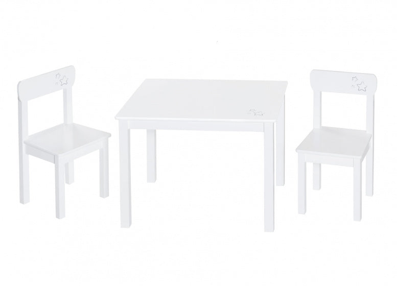 kinderstoelset Little Stars junior hout wit 3-delig