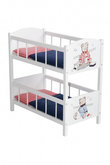 poppen stapelbed Teddy College junior 57 x 31 cm hout wit