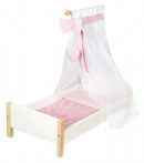 poppenbed meisjes 52 x 30 x 60 cm hout/polyester wit/roze
