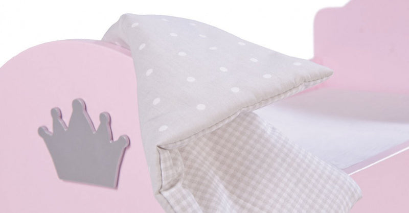 poppenbed Princess Sophie junior 53 cm hout roze/wit