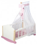 poppenwieg meisjes 52 x 50 x 68 cm hout wit/roze 3-delig