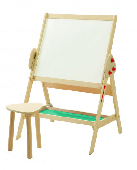 schoolbord met krukje junior 69 x 99 cm hout bruin