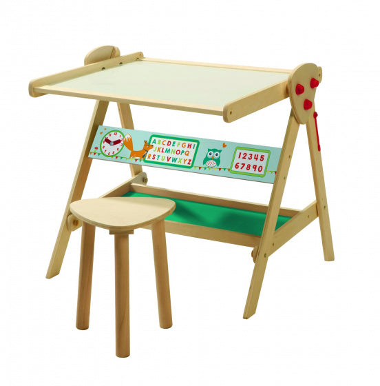 schoolbord met krukje junior 69 x 99 cm hout bruin