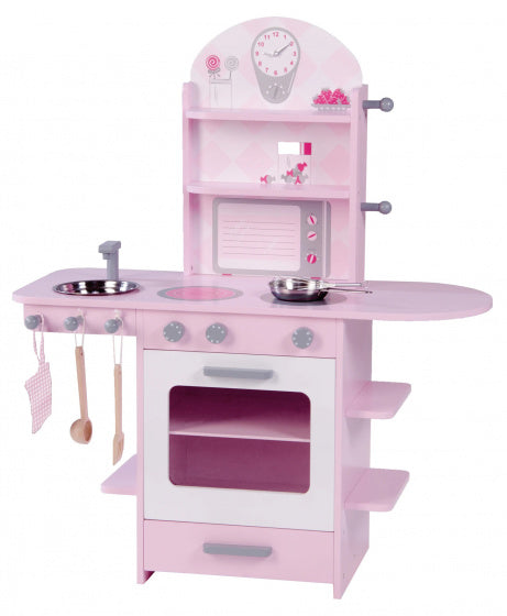 speelkeuken meisjes 80 x 36 x 96 cm hout roze 6-delig