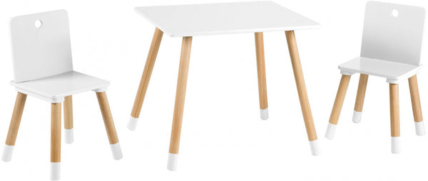 tafel en stoelen junior hout wit/bruin 3-delig