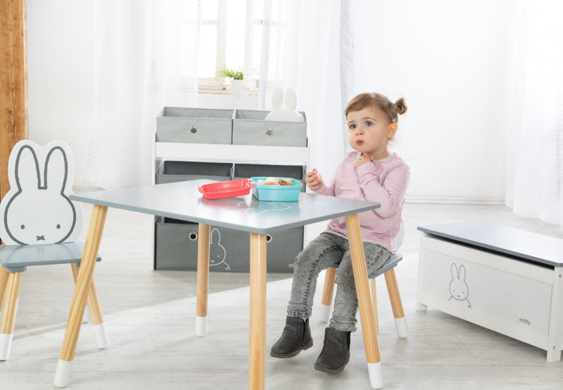 tafel en stoelen Nijntje junior hout grijs/wit 3-delig