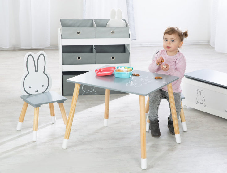 tafel en stoelen Nijntje junior hout grijs/wit 3-delig