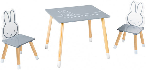 tafel en stoelen Nijntje junior hout grijs/wit 3-delig