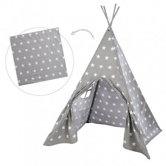 tipi speeltent junior 115 x 115 x 156 cm polyester grijs