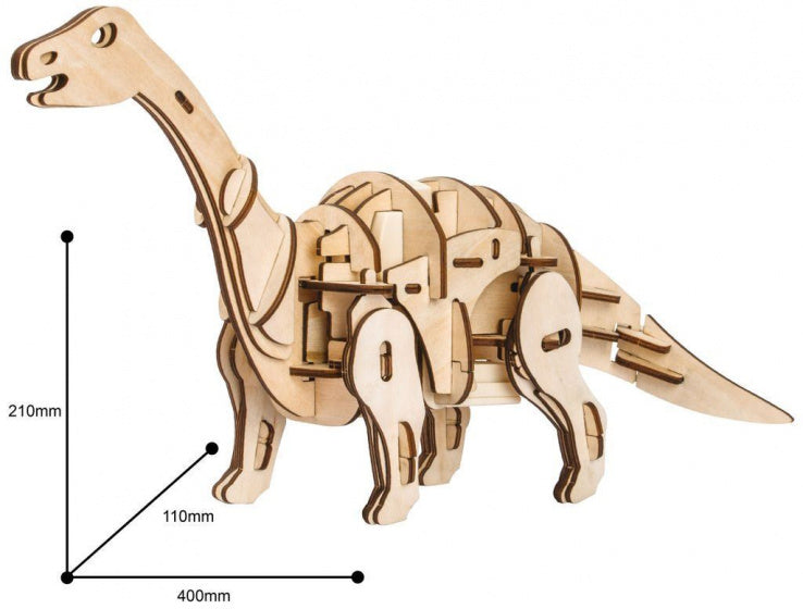 3D-modelbouw Apatosaurus 40 cm hout naturel 79-delig