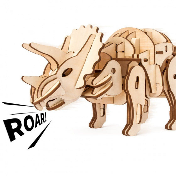 3D-modelbouw Triceratops 39 cm hout naturel 94-delig