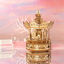 bouwpakket 3D Romantic Carousel 17 x 23,5 cm hout bruin