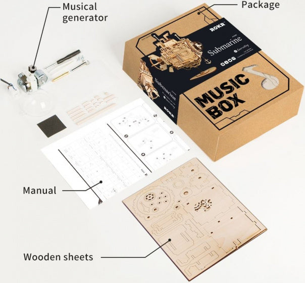 DIY muziekdoosje houten onderzeeër 160-delig