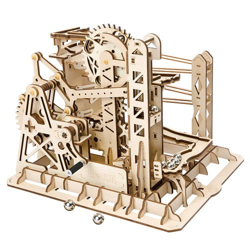 bouwset knikkerbaan Lift Coaster hout bruin 224-delig