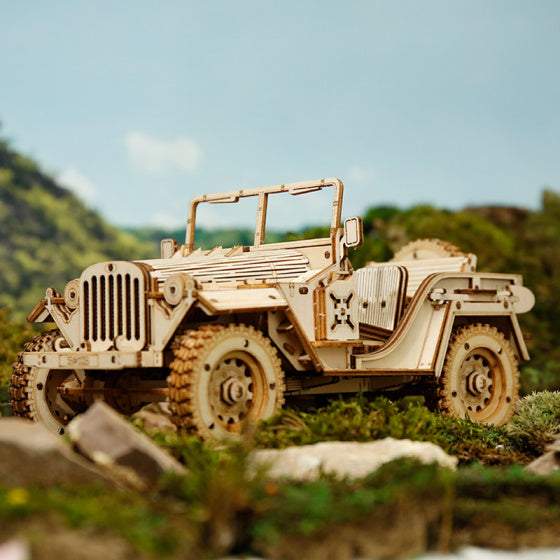 modelbouwpakket Army Jeep 18,9 cm hout 369-delig