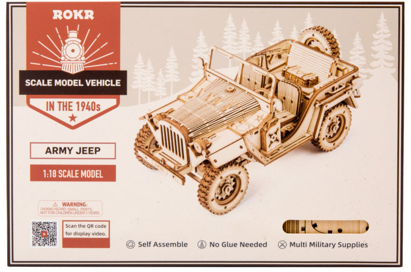 modelbouwpakket Army Jeep 18,9 cm hout 369-delig
