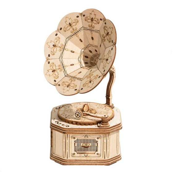 modelbouwset Grammofoon 18,5 cm hout 122-delig