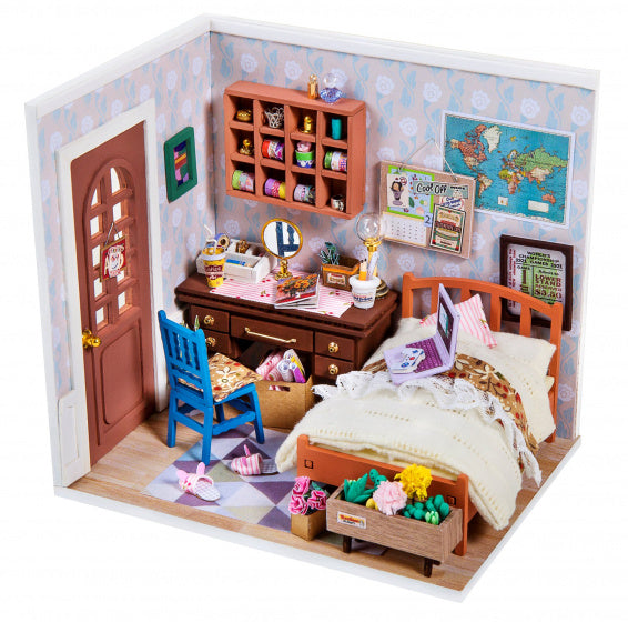 bouwset poppenhuis DIY Anne 23 cm hout/textiel 3-delig