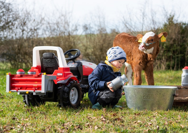 aanhanger RollyMilk melkkannen 4-delig grijs/rood