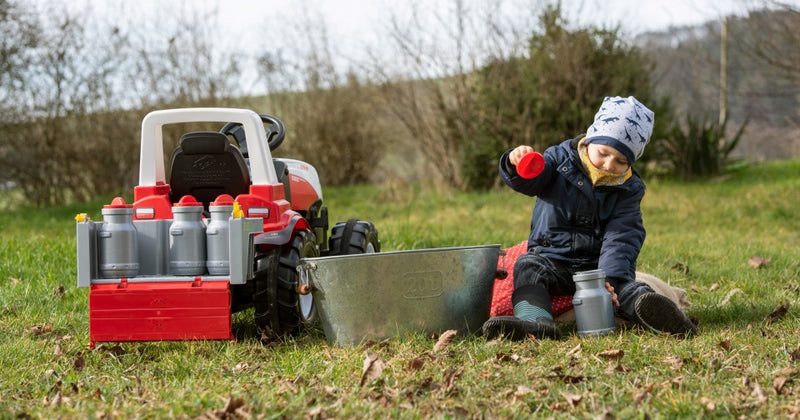 aanhanger RollyMilk melkkannen 4-delig grijs/rood