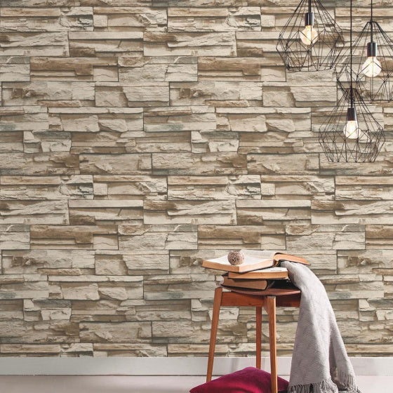 behang Peel and Stick Stacked S. 503 cm vinyl bruin