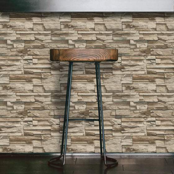 behang Peel and Stick Stacked S. 503 cm vinyl bruin