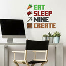 muursticker Eat Sleep Mine Create vinyl rood 8-delig