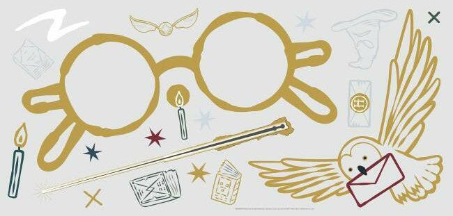 muursticker Harry Potter junior vinyl goud 19-delig