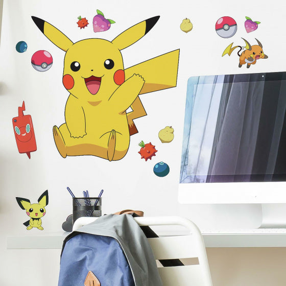 muursticker Pikachu junior vinyl geel 14-delig