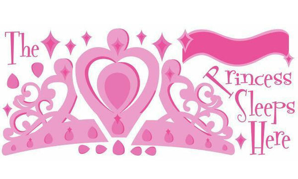 muursticker Princess Sleeps Here 91 x 20 cm vinyl roze