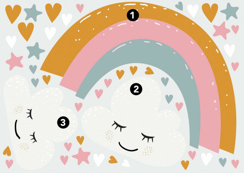 muursticker Rainbow Hearts 112 cm vinyl 47-delig