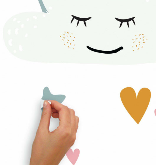 muursticker Rainbow Hearts 112 cm vinyl 47-delig