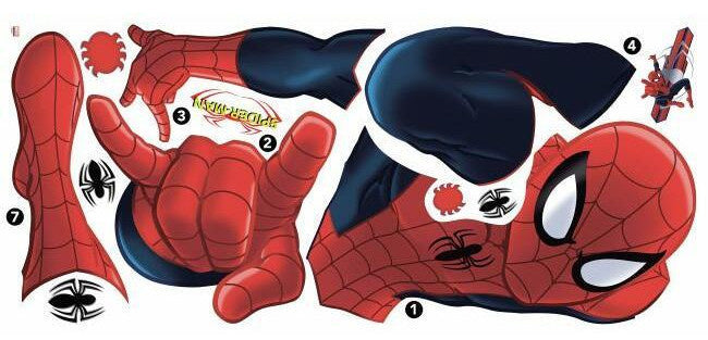 muursticker Spider-Man 134 cm vinyl rood 17-delig