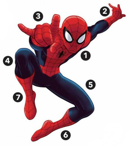 muursticker Spider-Man 134 cm vinyl rood 17-delig