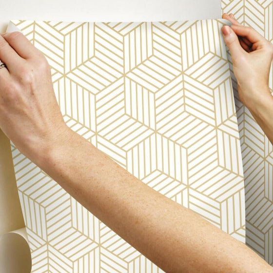 behang Peel and Stick Hexagon 503 cm vinyl goud