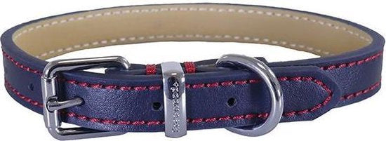 ROSEWOOD HALSBAND HOND LEER DONKERBLAUW 56-66 CM